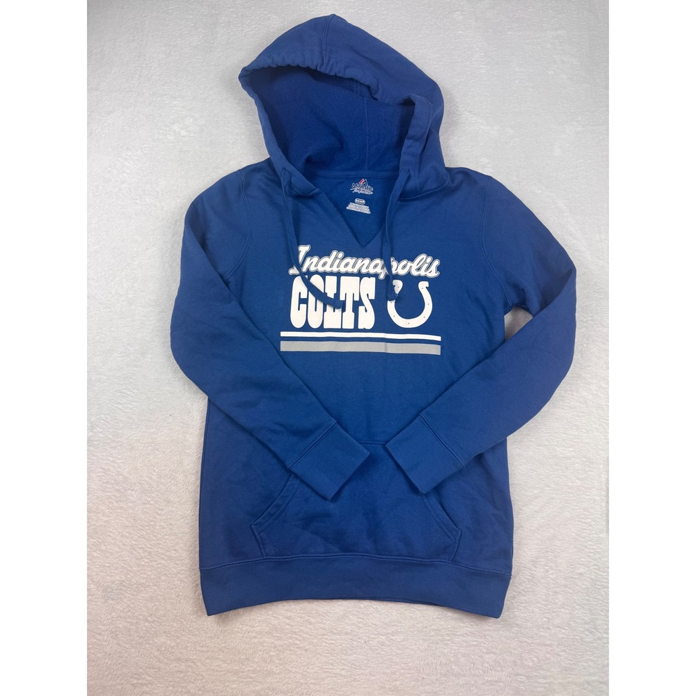 Majestic Indianapolis Colts Hoodie Womens Small Blue Fan Fashion Sweatshirt